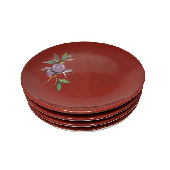 Set of 4 Jolly Ol’ Snowy by Tracy Porter Plums Salad Plates 8-1/8” - Picture 2 of 6